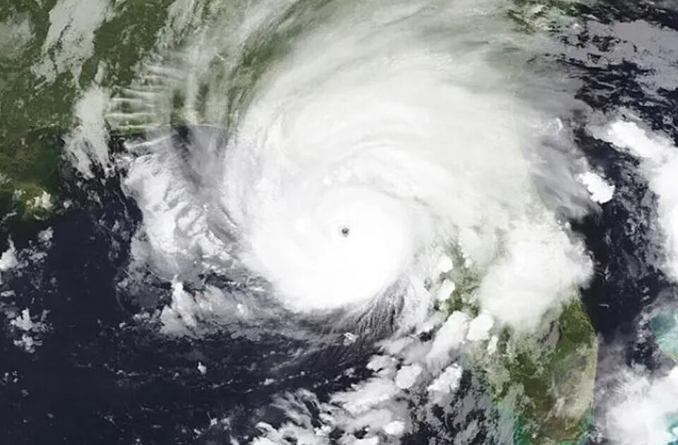 A satellite image of Hurricane Idalia, which made landfall in the Panhandle region of Florida on August 30, 2023, as a Category 3 storm. (Courtesy NOAA)
